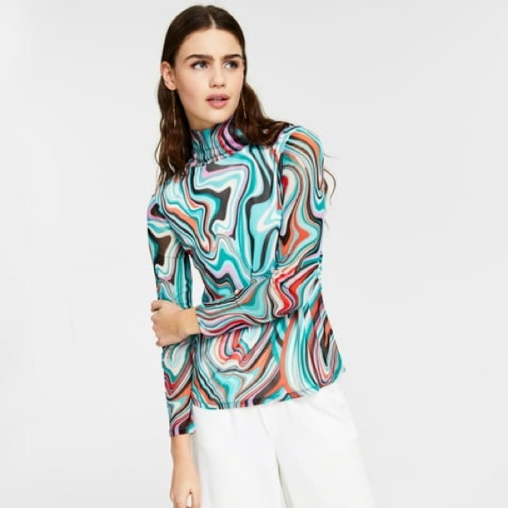 NWT Multicolor Swirl Bar III Top
